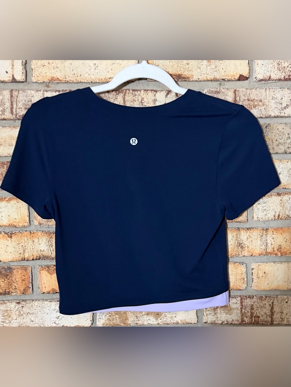 Lululemon navy purple nulu crop tee top 6